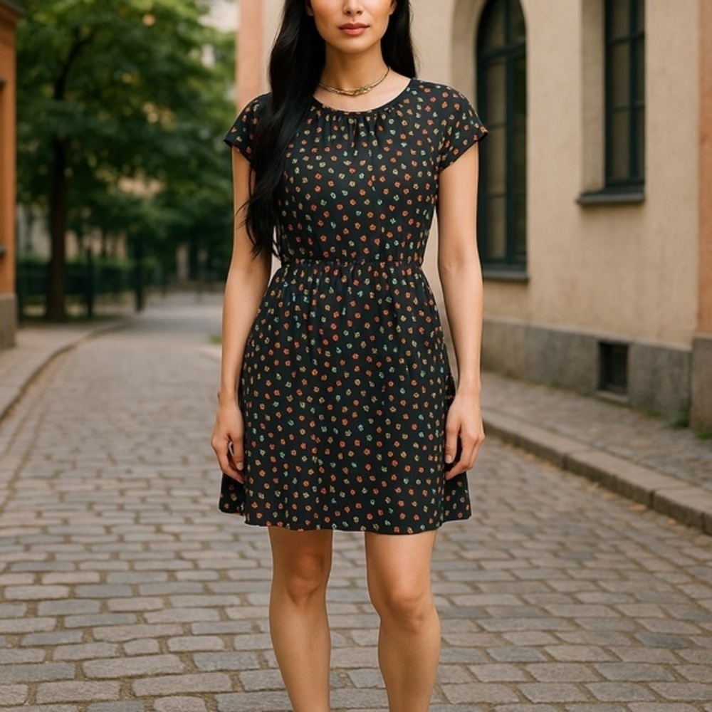 Wish Black and White Casual Flutter Sleeve Mini Dress